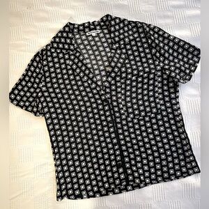 Reformation Cuba Top XS - Giotto Black White Geometric Print - NWOT New